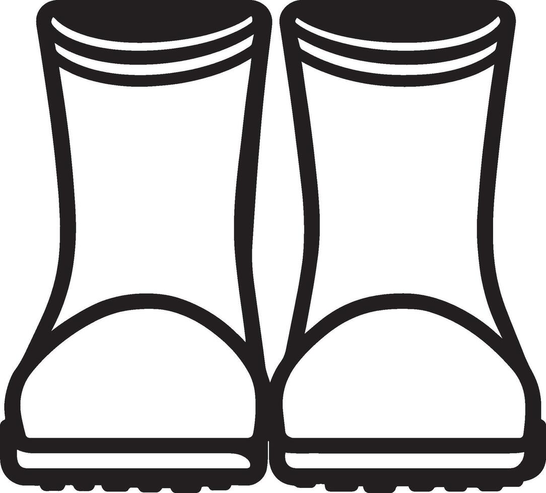 yellow rubber boots clean simple icon outline black vector