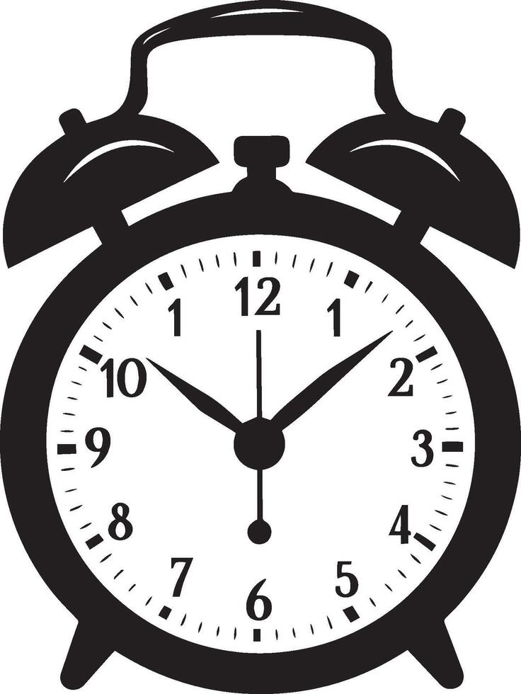 Alarm clock clean simple icon silhouette black vector