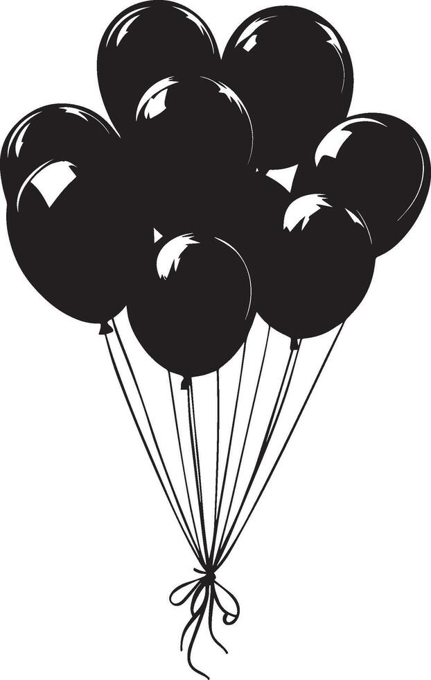 Bunch of balloons clean simple icon silhouette black vector