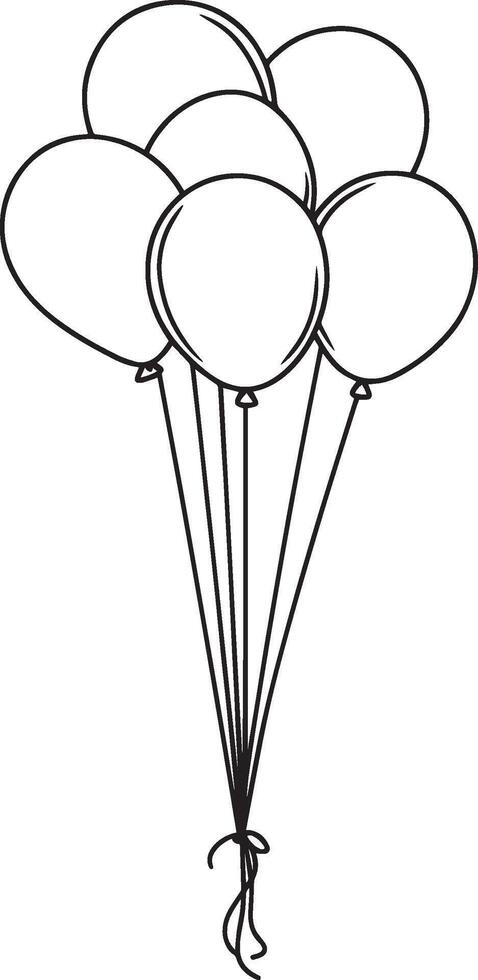 Bunch of balloons clean simple linear outline black vector