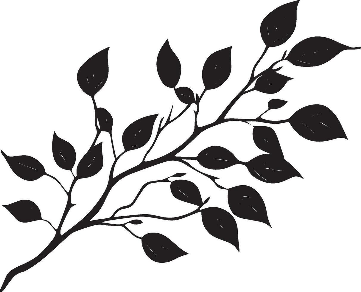 Autumn branch clean simple icon silhouette black vector