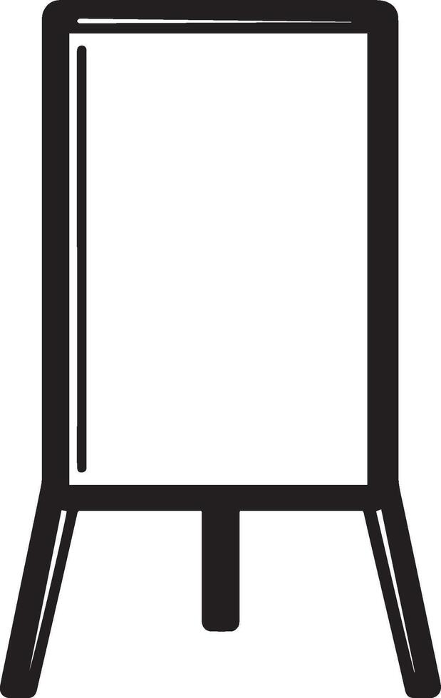 a black and white illustration of a white easel vector