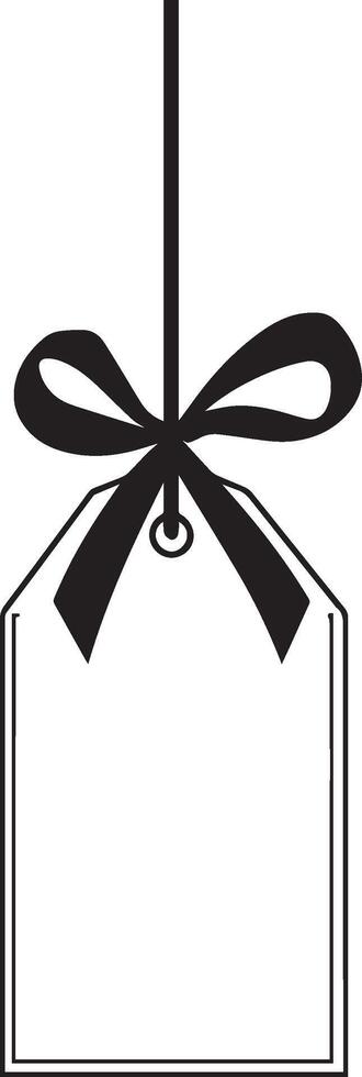 a black and white drawing of a gift tag with a bow vector