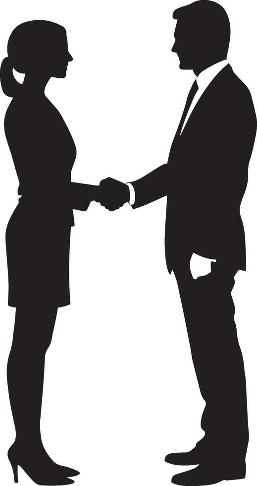 silhouette of business people shaking hands vector