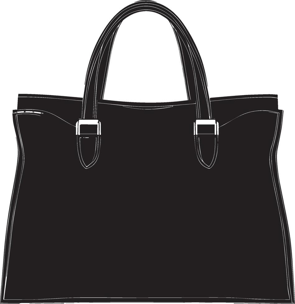 a black handbag with handles on the front vector