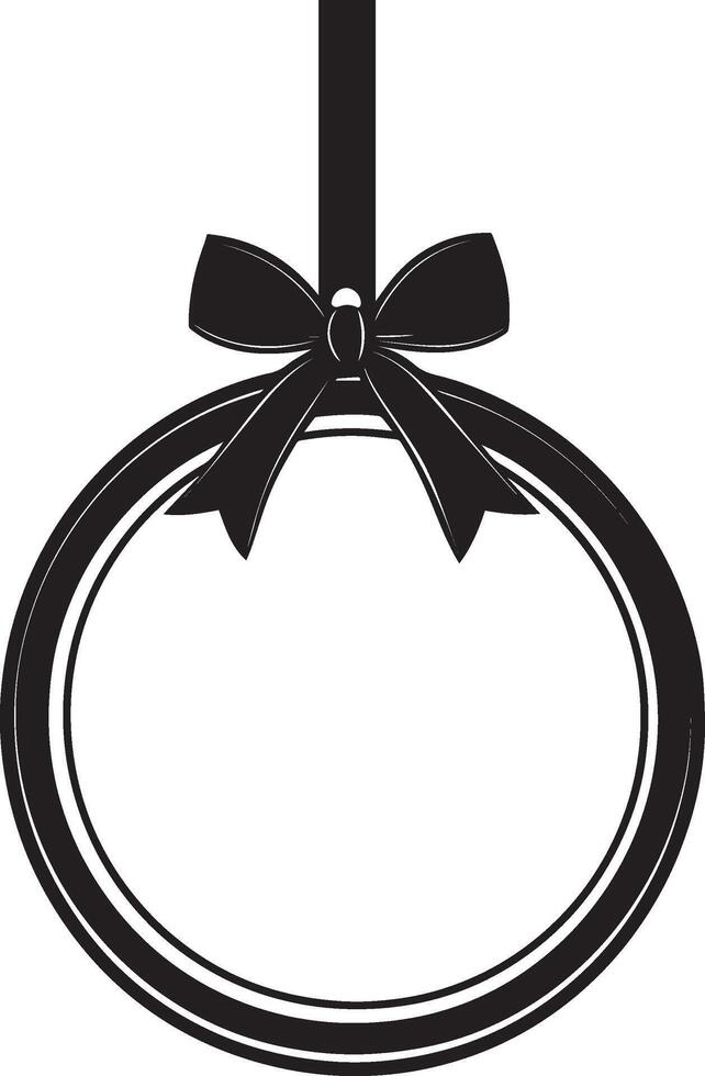 a black and white oval with a bow on it vector
