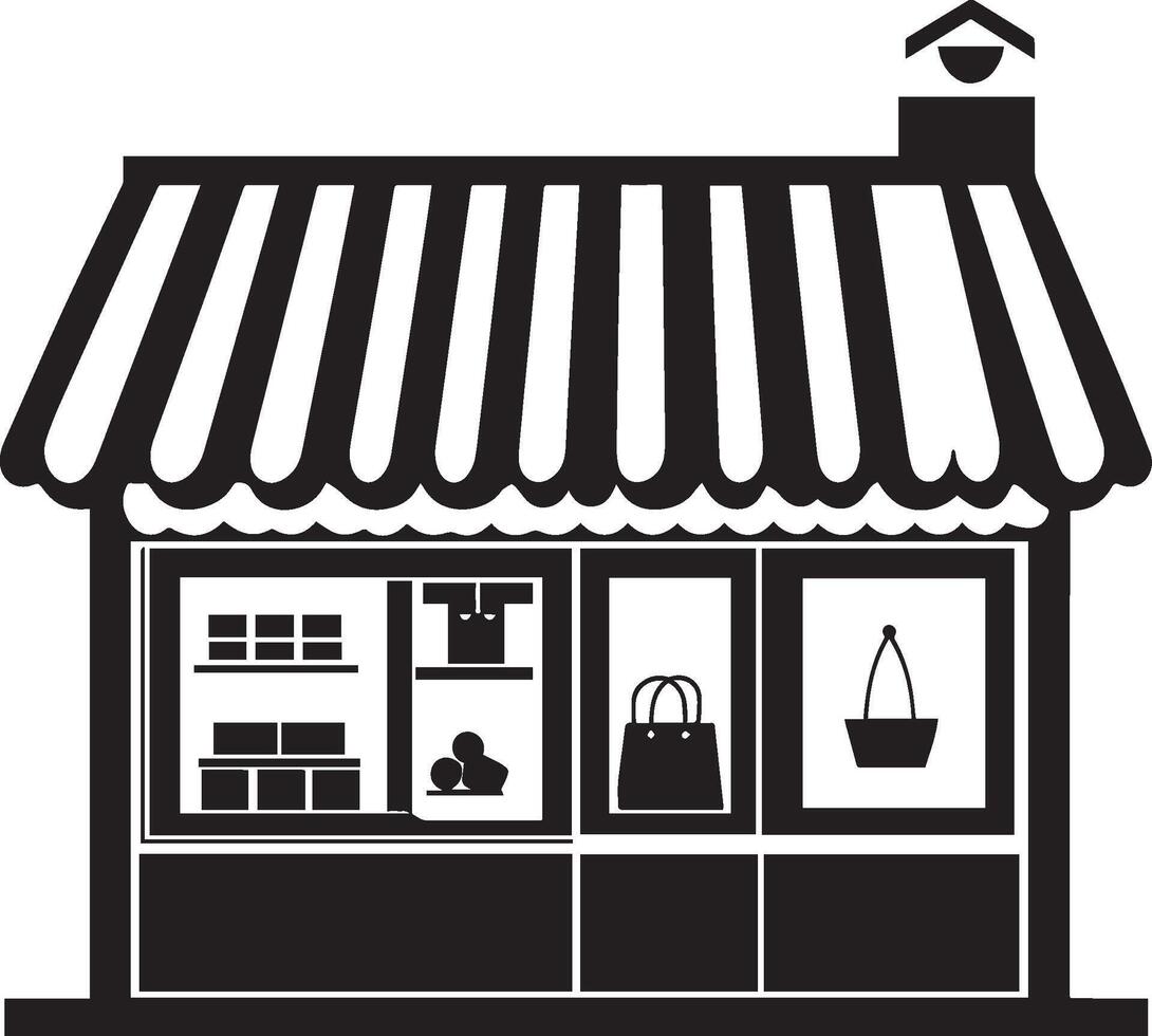 a black and white illustration of a store front vector