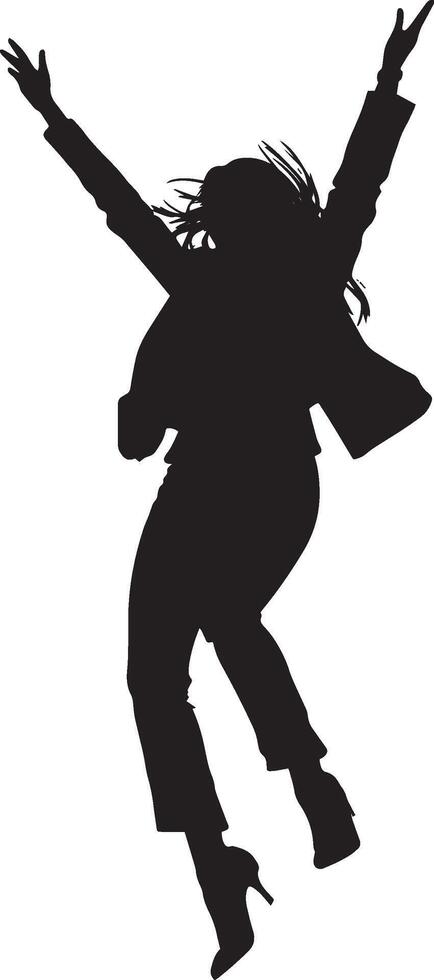 a silhouette of a woman jumping in the air vector