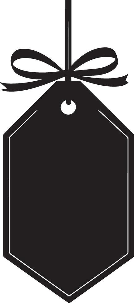 black hexagon tag with ribbon vector