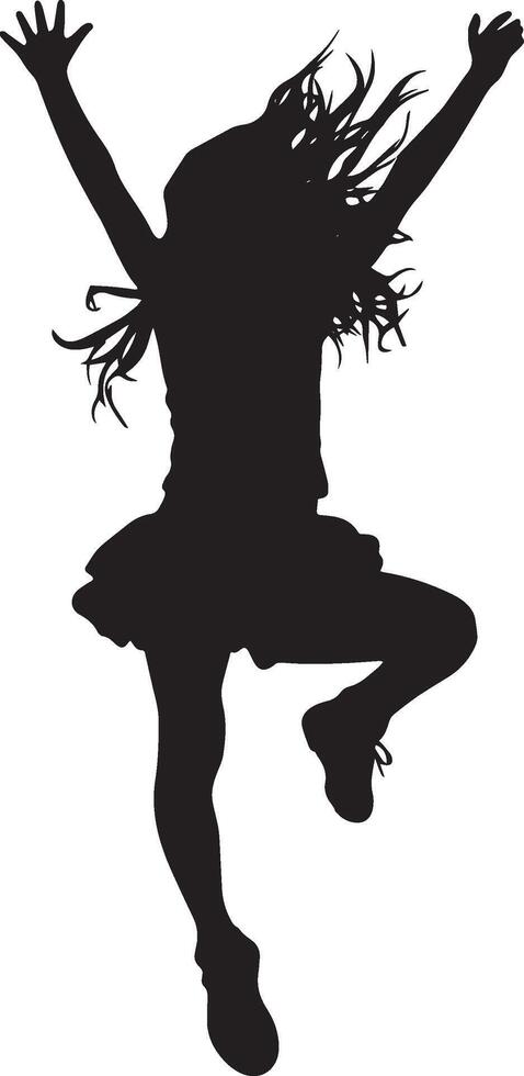 silhouette of a girl jumping in the air vector