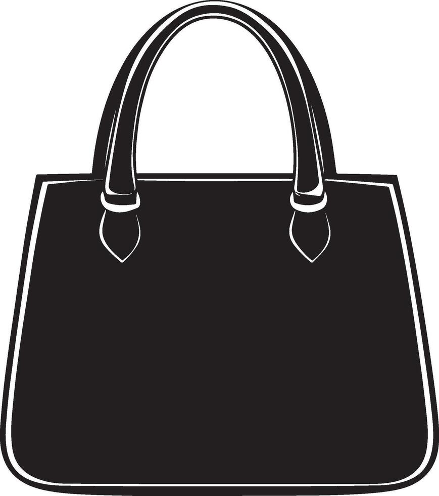 a black and white illustration of a handbag vector