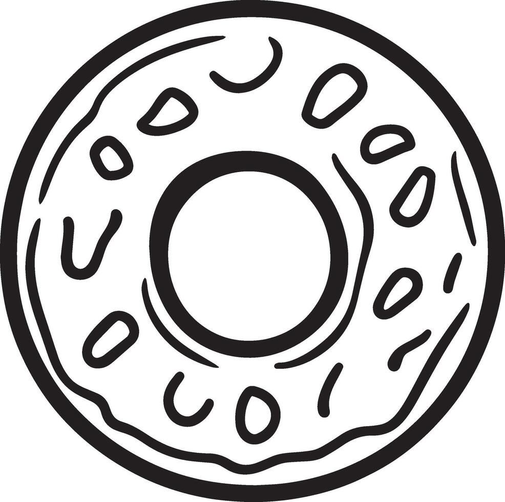 Delicious donut with jelly and powdered clean simple icon outline black vector