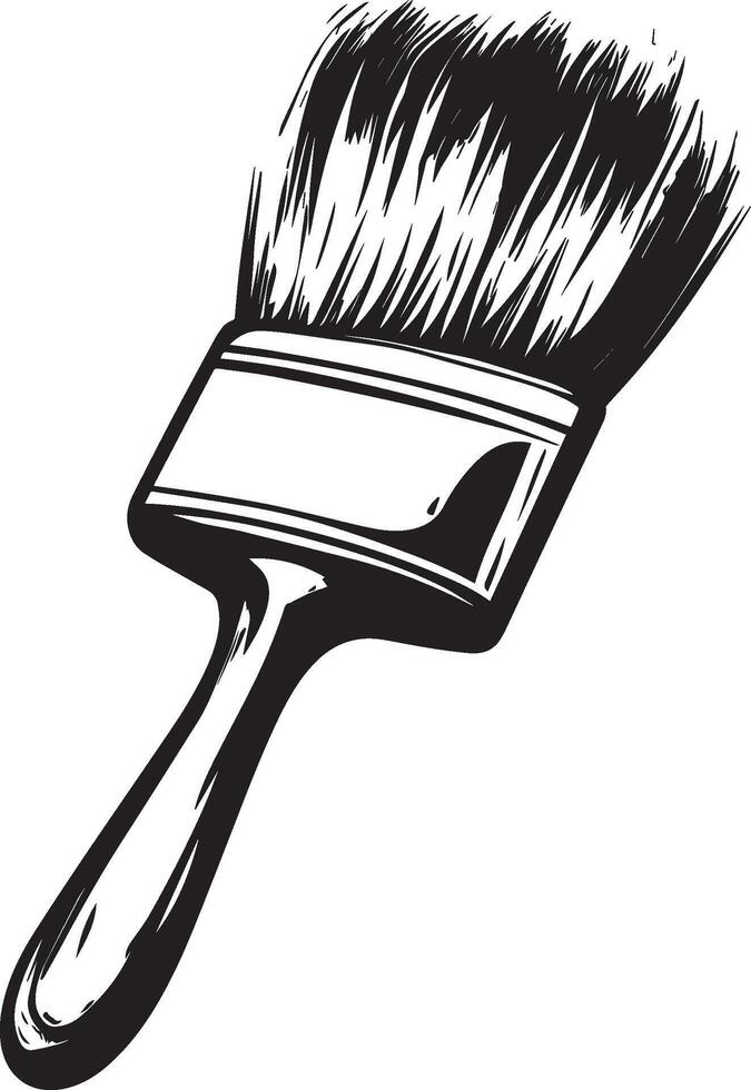 a black and white drawing of a paint brush vector
