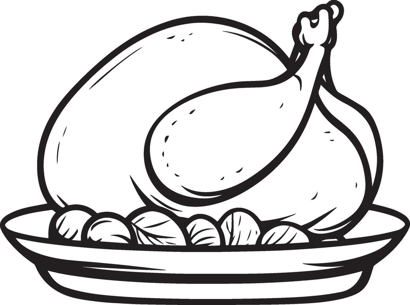 Roasted turkey for thanksgiving clean simple icon outline black vector