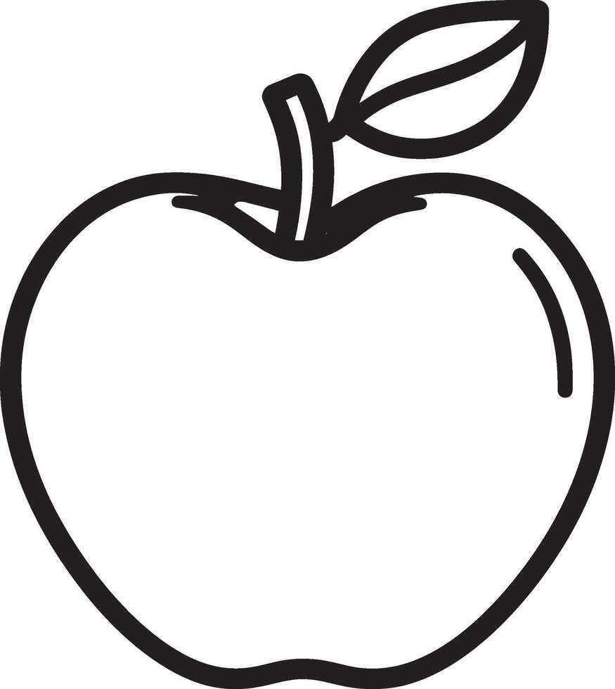 Apple fruit clean simple linear outline black vector