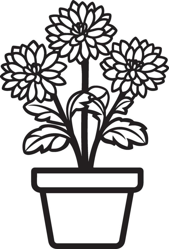 a flower pot with flowers in it vector