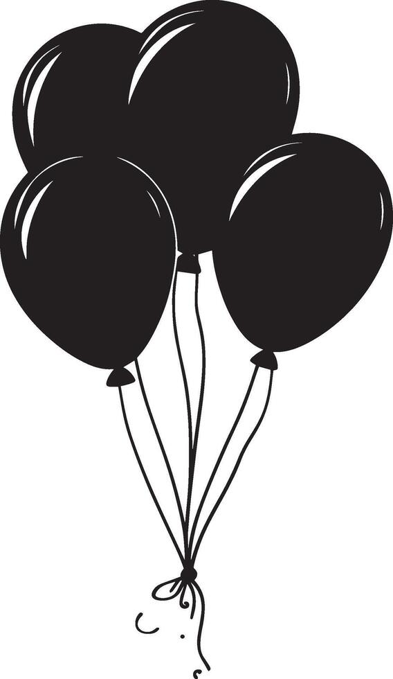 Bunch of balloons clean simple icon silhouette black vector