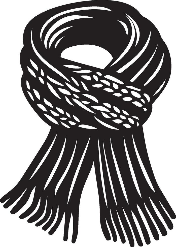 Wool knitted scarf clean simple icon outline black vector