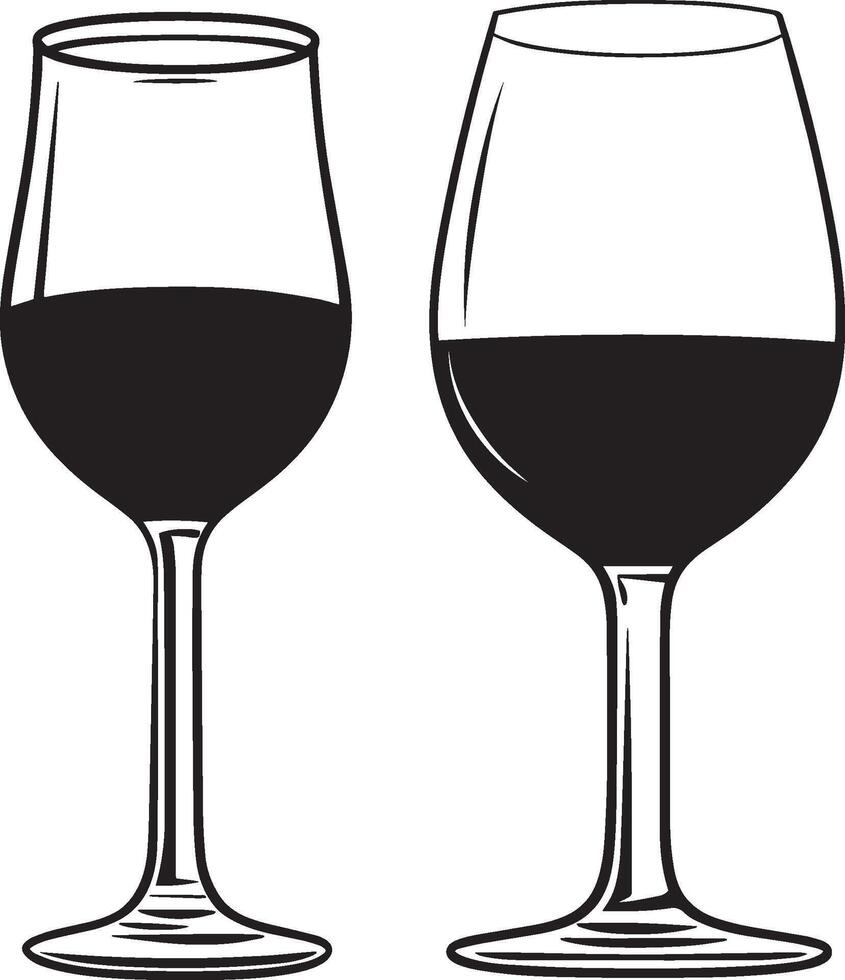 Wine and glass of wine clean simple silhouette black vector
