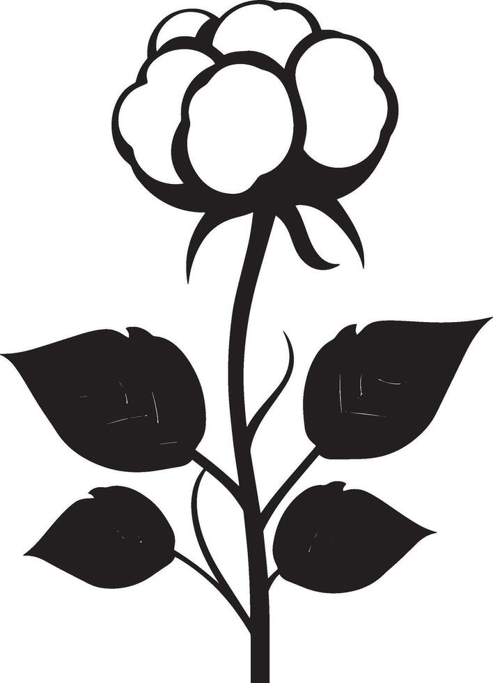 Cotton boll clean simple icon silhouette black vector