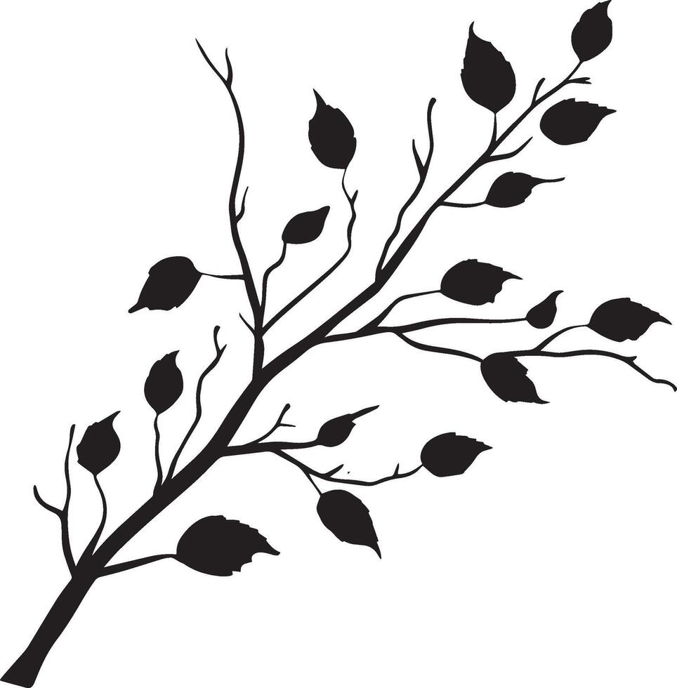 Autumn branch clean simple silhouette black vector
