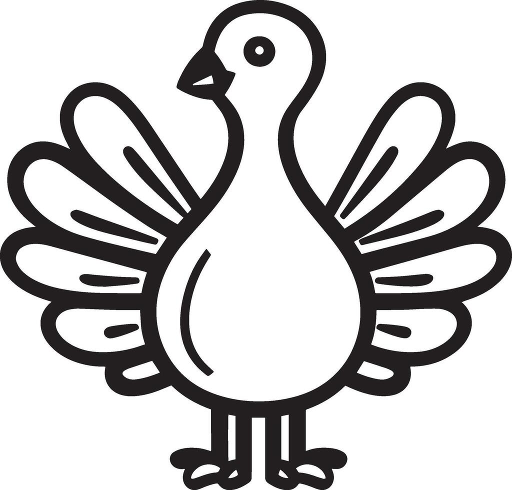 Turkey fly clean simple linear outline black vector