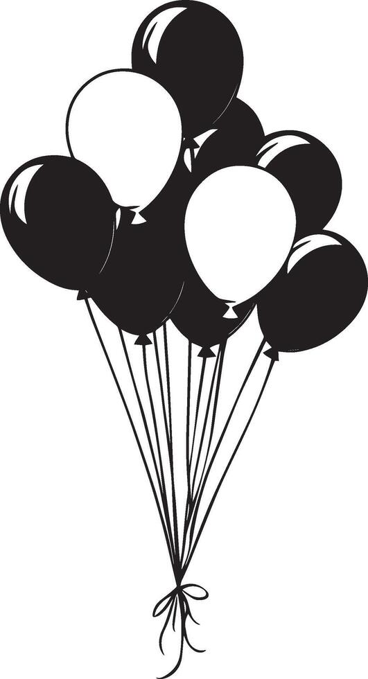 Bunch of balloons clean simple icon silhouette black vector