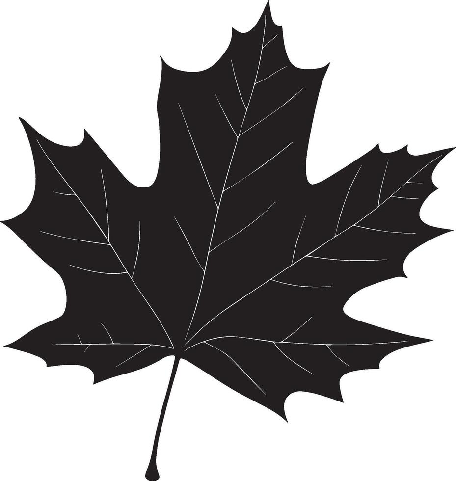 Autumn leaf clean simple silhouette black vector