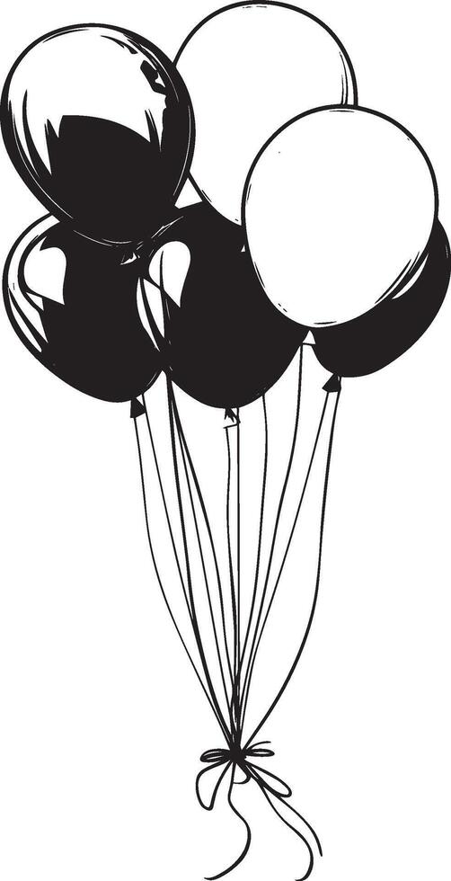Bunch of balloons clean simple linear outline black vector