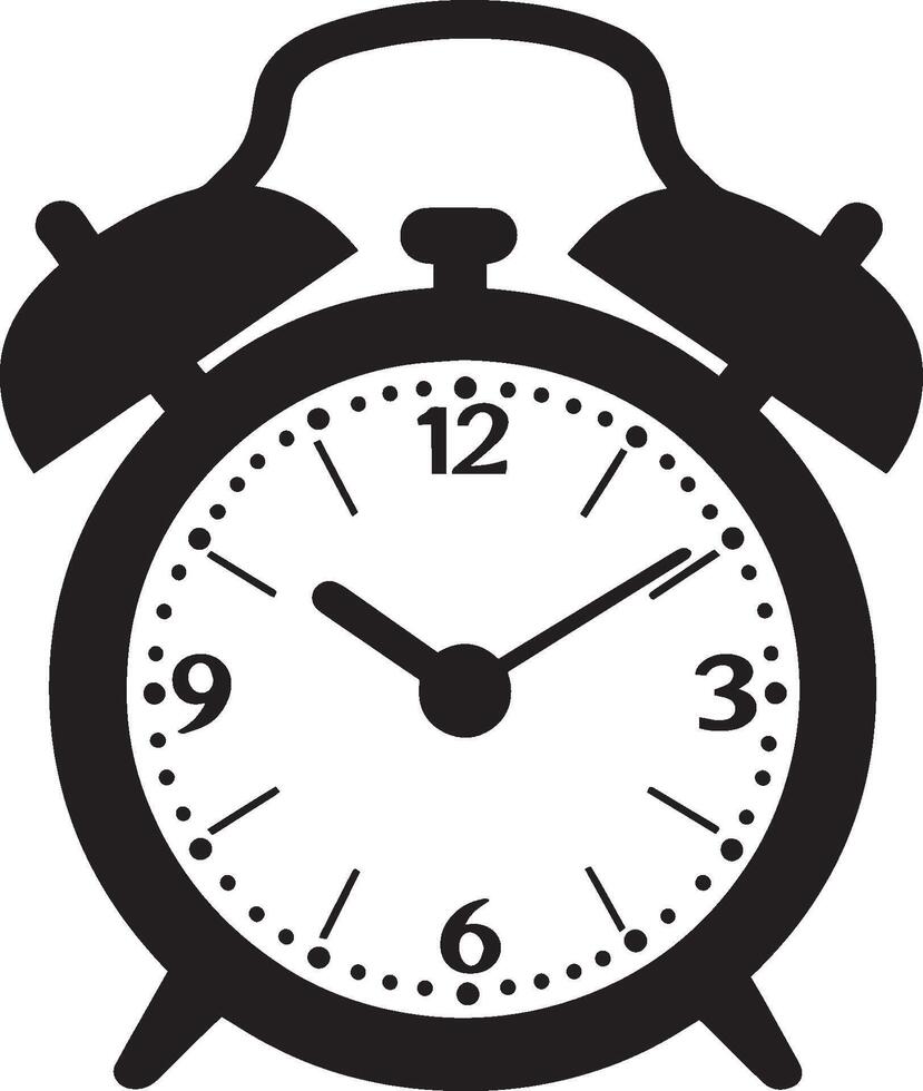 Alarm clock clean simple icon silhouette black vector
