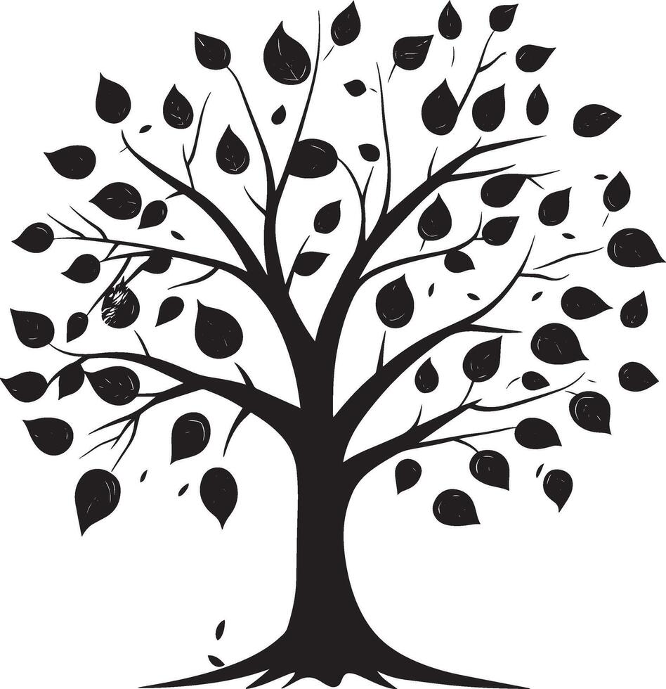 Autumn Tree clean simple silhouette black vector