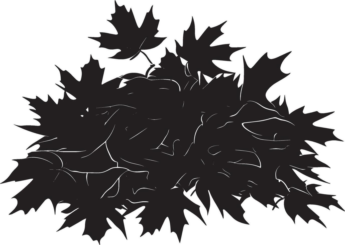 Pile of maple leaves clean simple silhouette black vector