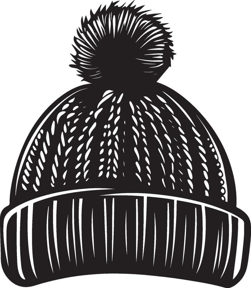 Knitted hat clean simple icon silhouette black vector
