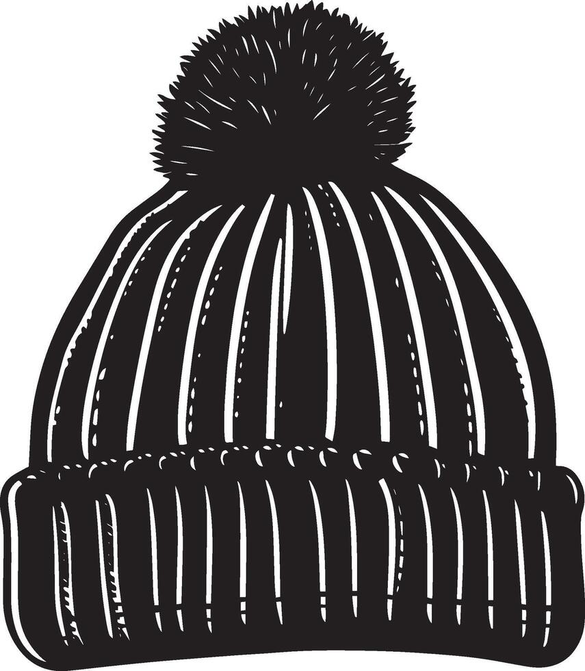 Knitted hat clean simple silhouette black vector