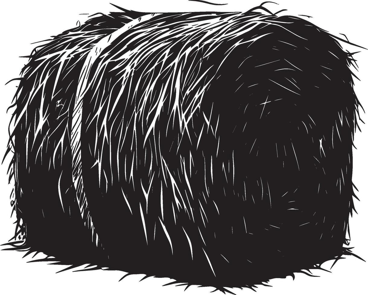 hay bale clean simple silhouette black vector