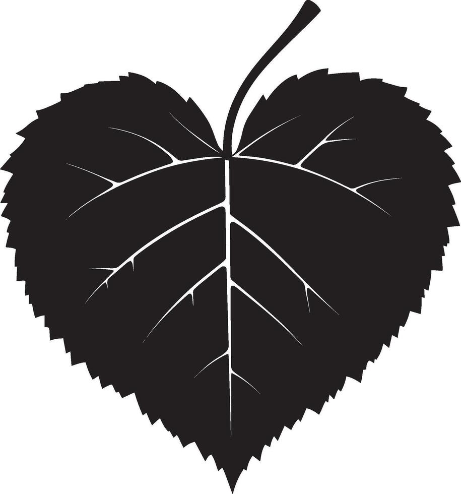 Heart shaped autumn leaf clean simple icon silhouette black vector