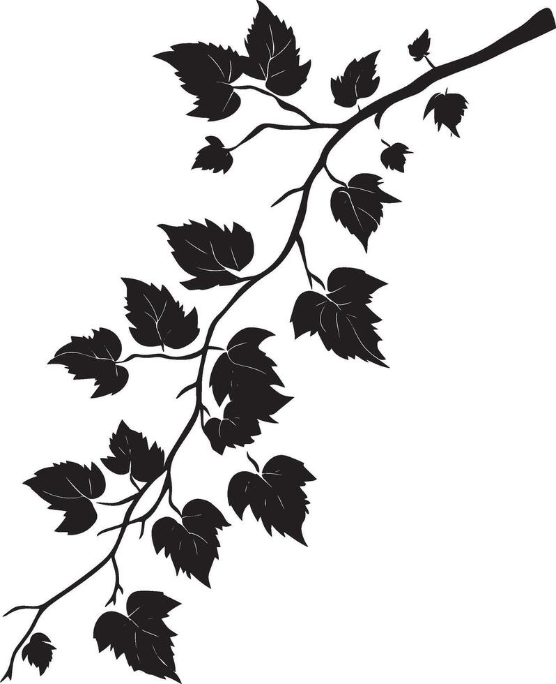Autumn branch clean simple icon silhouette black vector