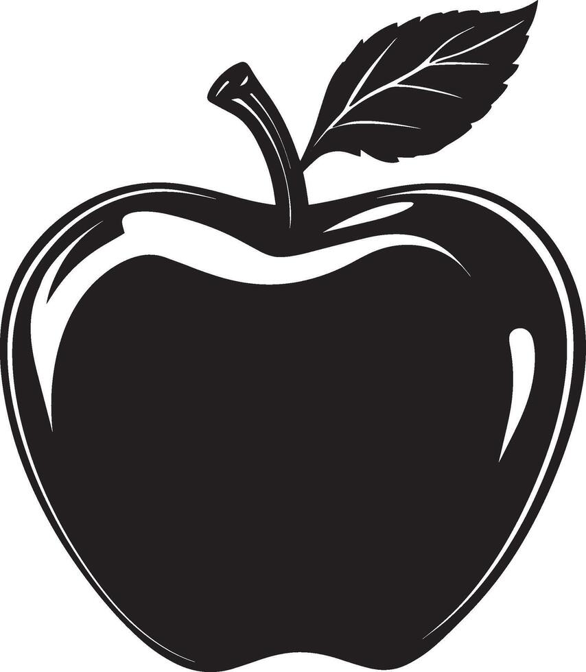 Apple fruit clean simple silhouette black vector