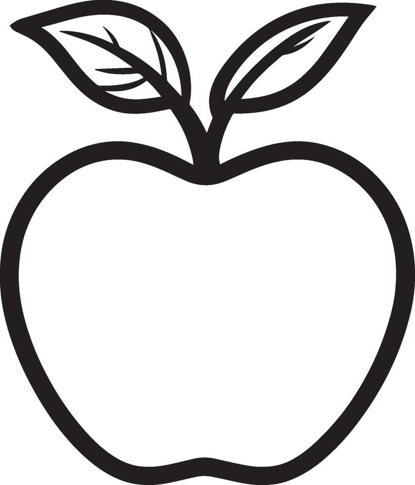 Apple fruit clean simple icon outline black vector