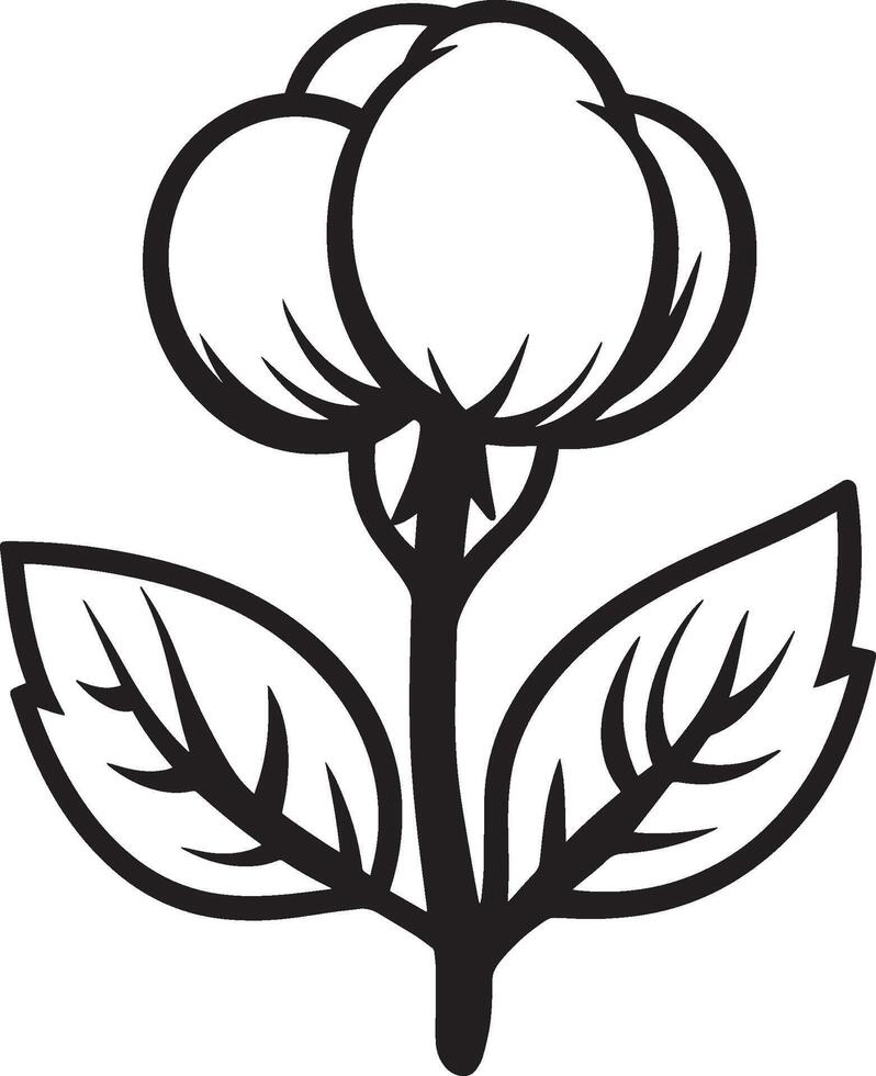 Cotton boll clean simple icon outline black vector