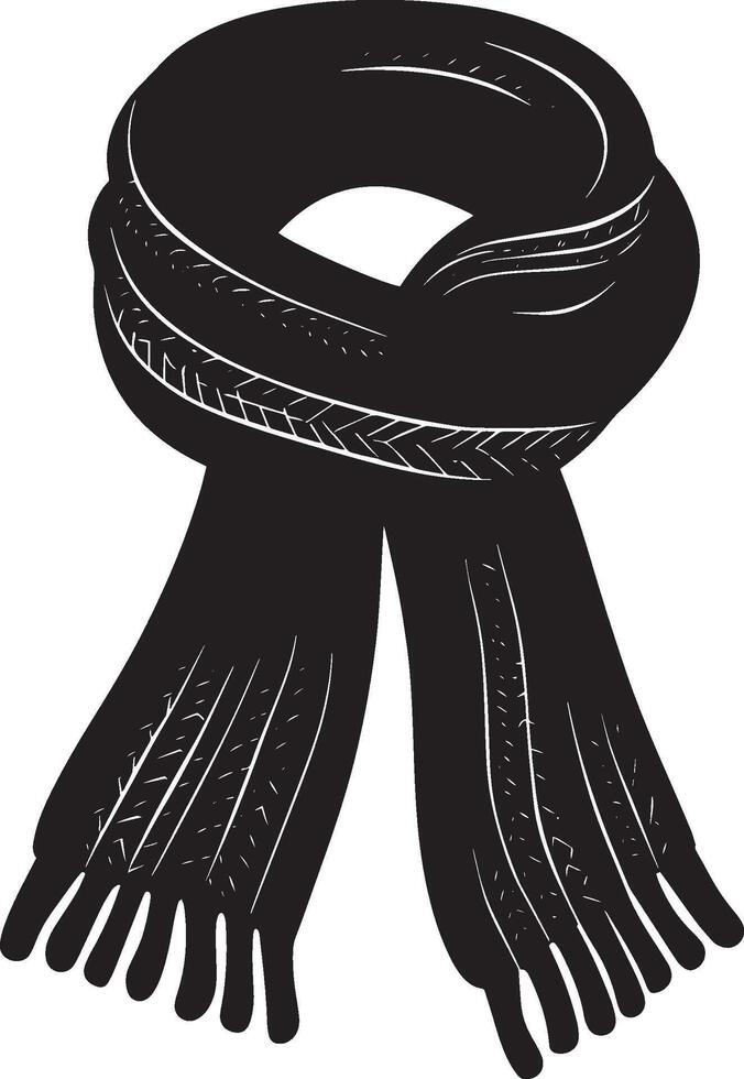 Wool knitted scarf clean simple icon silhouette black vector