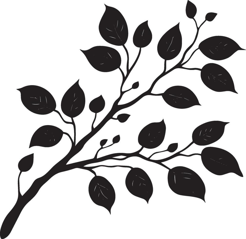 Autumn branch clean simple silhouette black vector