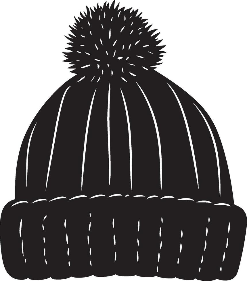 Knitted hat clean simple icon silhouette black vector