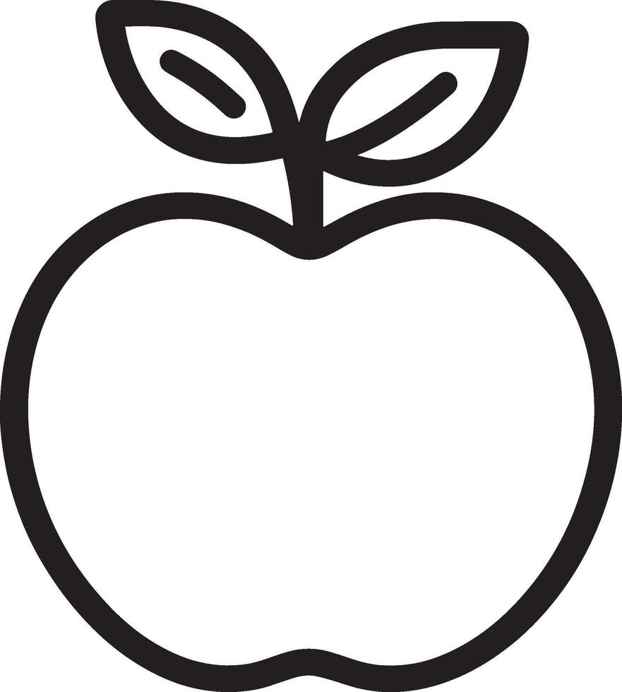 Apple fruit clean simple linear outline black vector