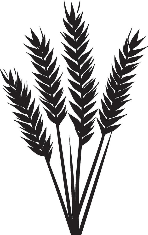 Bunch of wheat ears clean simple icon silhouette black vector