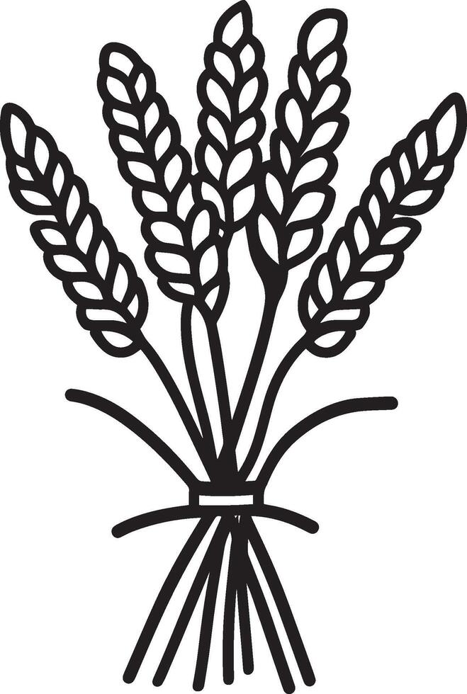 Bunch of wheat ears clean simple icon outline black vector