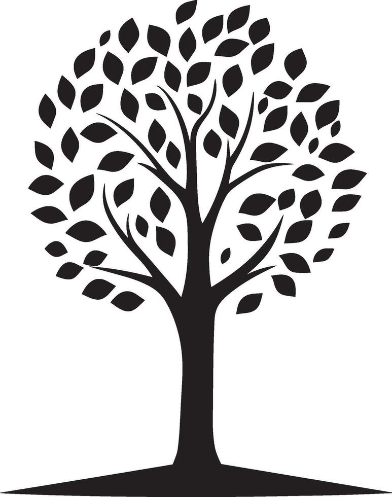 Autumn Tree clean simple icon outline black vector