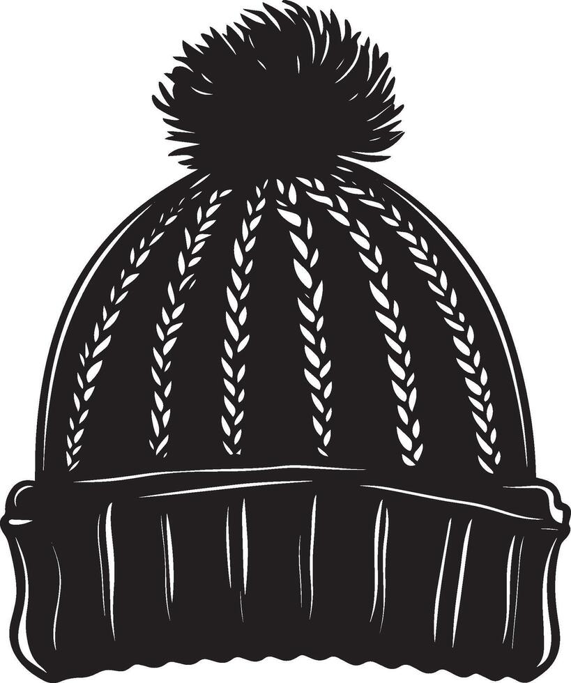 Knitted hat clean simple silhouette black vector