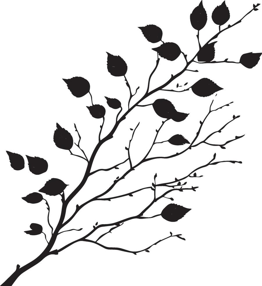 Autumn branch clean simple silhouette black vector