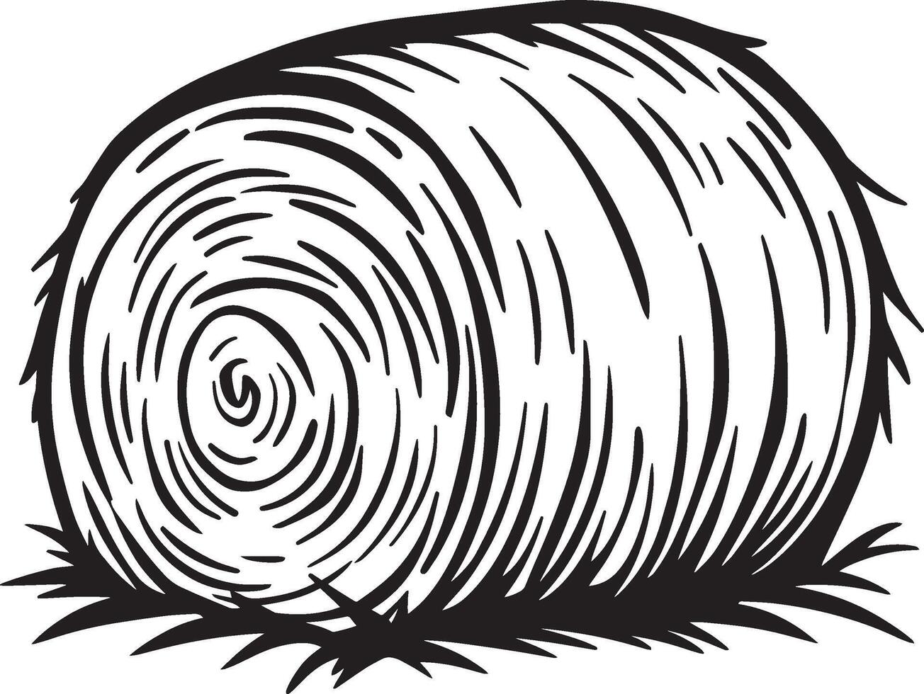hay bale clean simple linear outline black vector